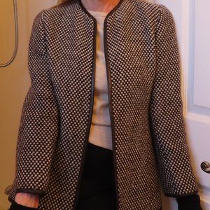 Linda Allard Allen Tracy Brown Jacket w/ Leather Trim, size 4